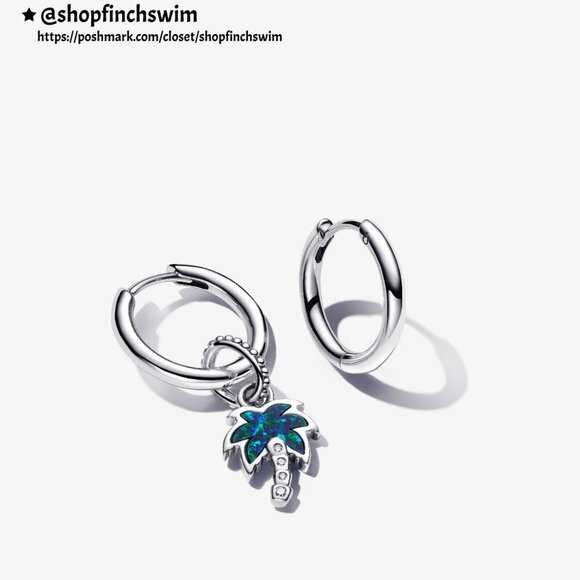 Pandora Opalescent Green Palm Tree Earrings Set - Picture 1 of 3